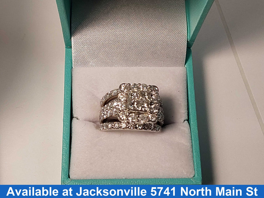 Ring - Wedding Set - White Gold 14k (.585) 12.4 grams Size 7.5