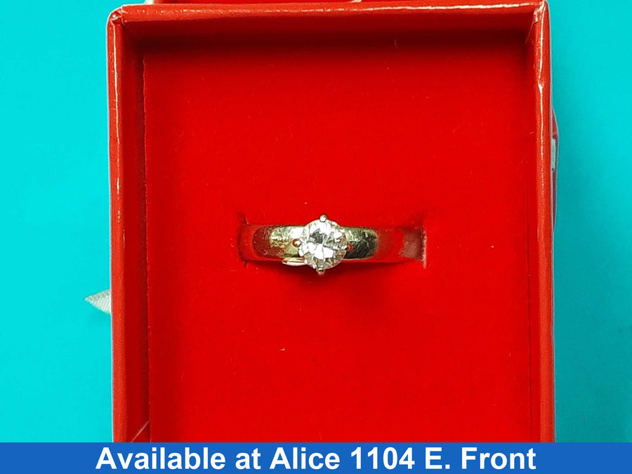 Women's Ring - Solitaire - White Gold 14k (.585) 4.4 grams Size 9.5
