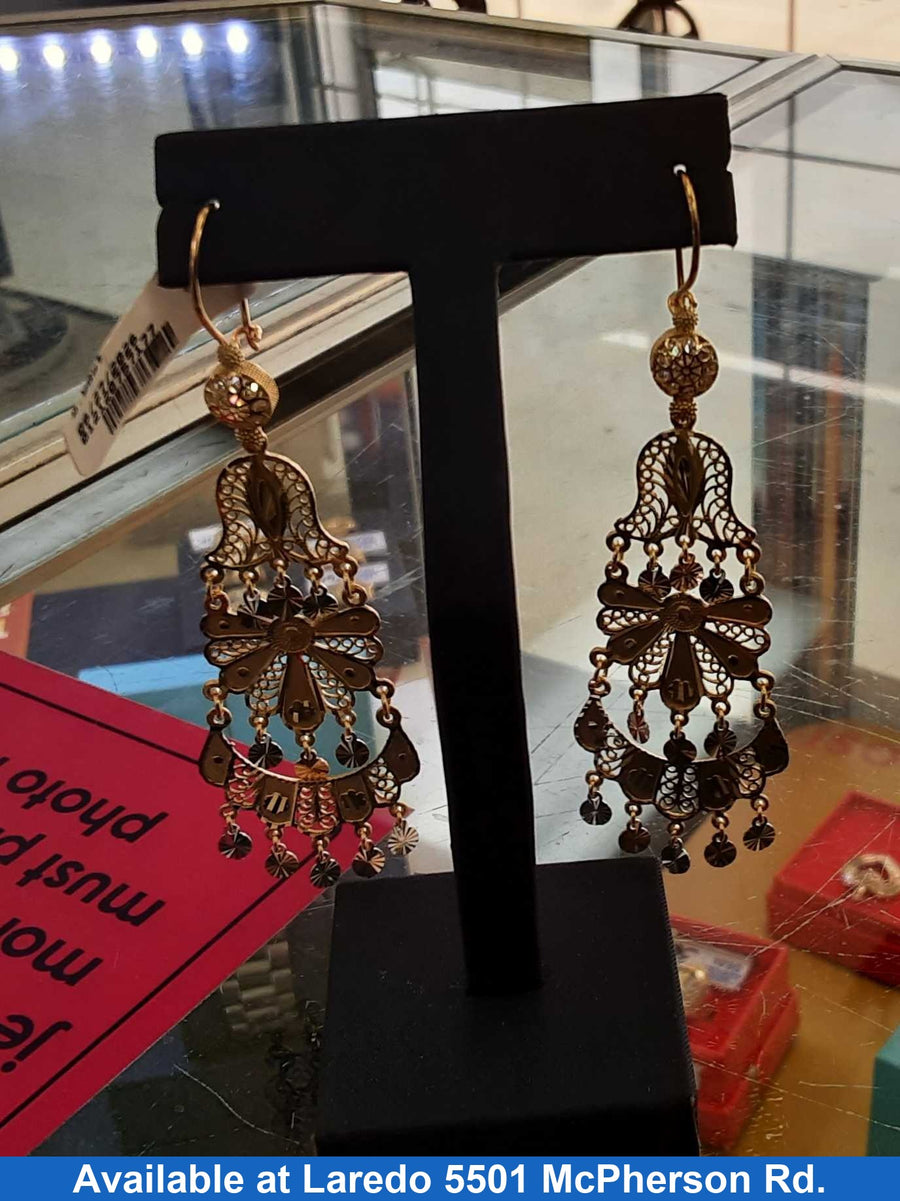 Filigree Earrings - Tricolor Gold 10k (.417) 9.4 grams