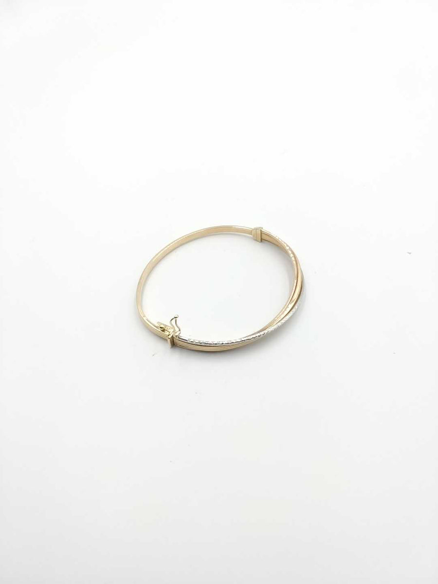 Bangle Bracelet - Tricolor Gold 14k (.585) 6.3 grams 5 inch