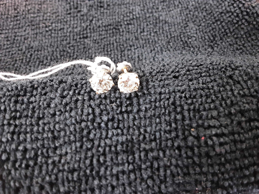 Double Stud Earring - White Gold 14k (.585) 0.7 grams