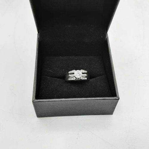 Ring - Wedding Set - White Gold 14k (.585) 5.4 grams Size 8