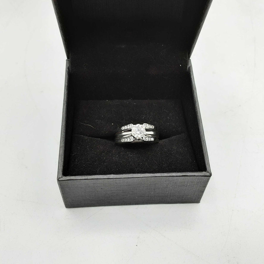 Ring - Wedding Set - White Gold 14k (.585) 5.4 grams Size 8