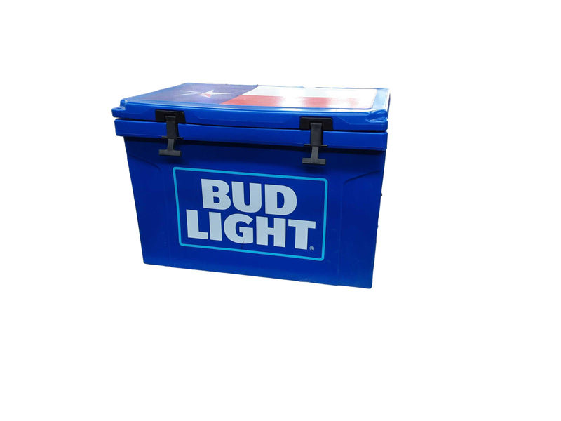 Budlight Texas Flag On Top Blue Cooler