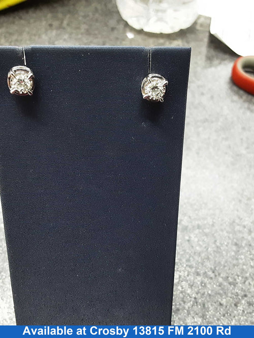Double Stud Earring - White Gold 14k (.585) 2.4 grams