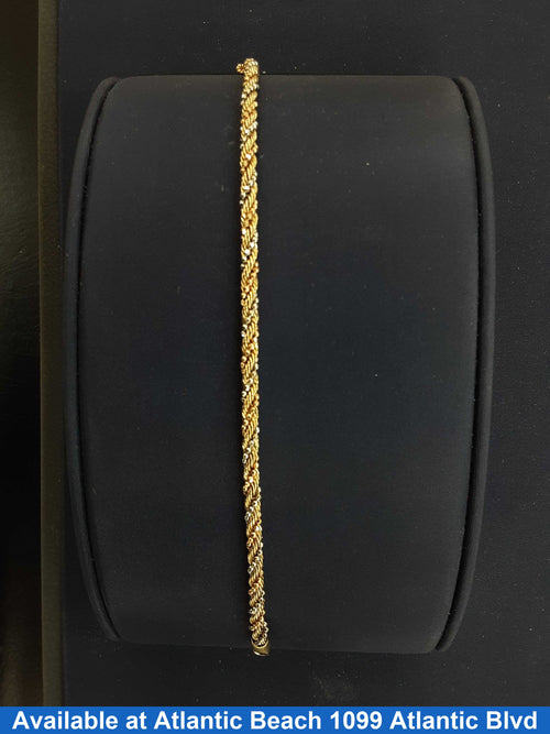Rope Bracelet - Tricolor Gold 14k (.585) 5.3 grams 7 inch