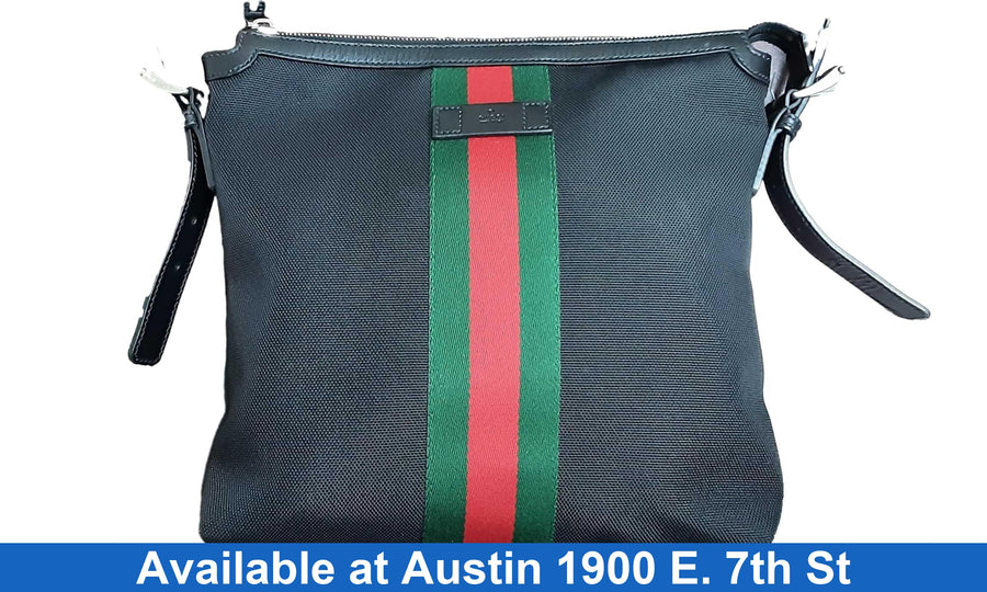 Gucci Techno Canvas Web Messanger Bag Black Purse / Handbag