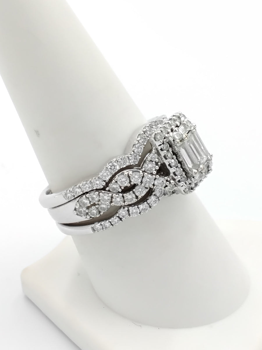 Ring - Wedding Set - White Gold 14k (.585) 9.9 grams Size 9.5