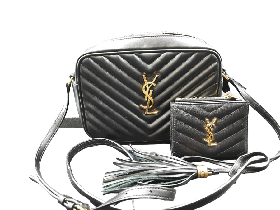 Yves Saint Laurent Leather Monogram Black Purse / Handbag