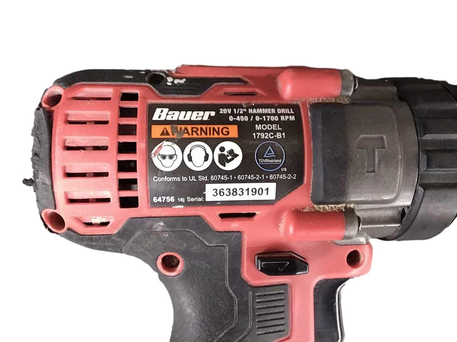 Bauer 1792c-b1 Red Cordless Hammer Drill