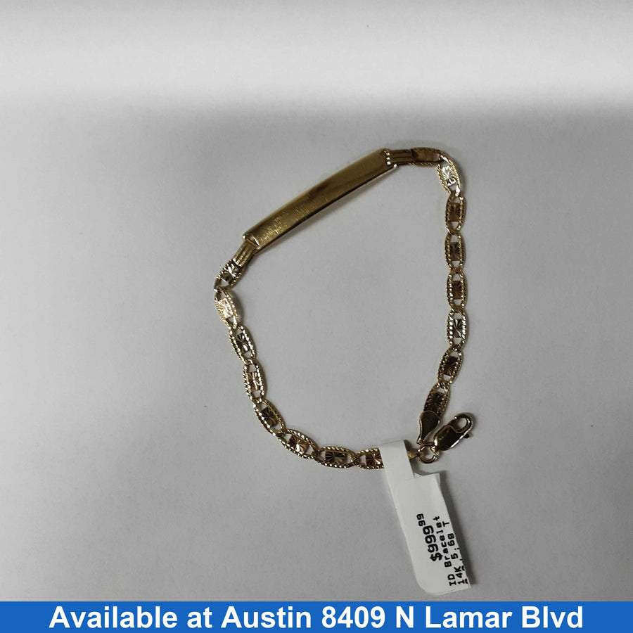 ID Bracelet - Tricolor Gold 14k (.585) 5.6 grams 5 inch