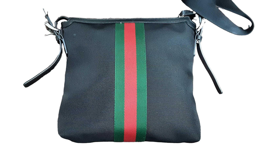 Gucci Techno Canvas Web Messanger Bag Black Purse / Handbag
