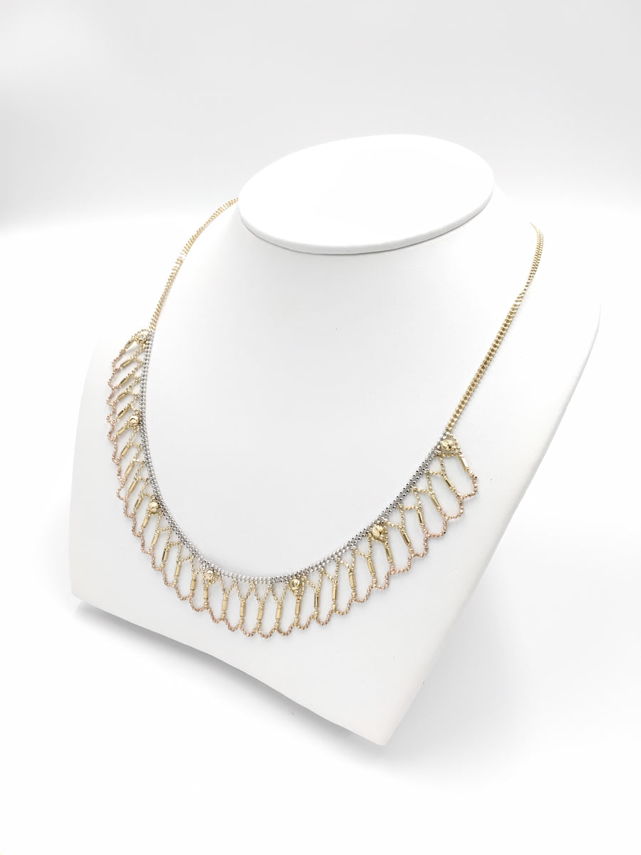 Bead Chain - Tricolor Gold 14k (.585) 8.2 grams 18 inch