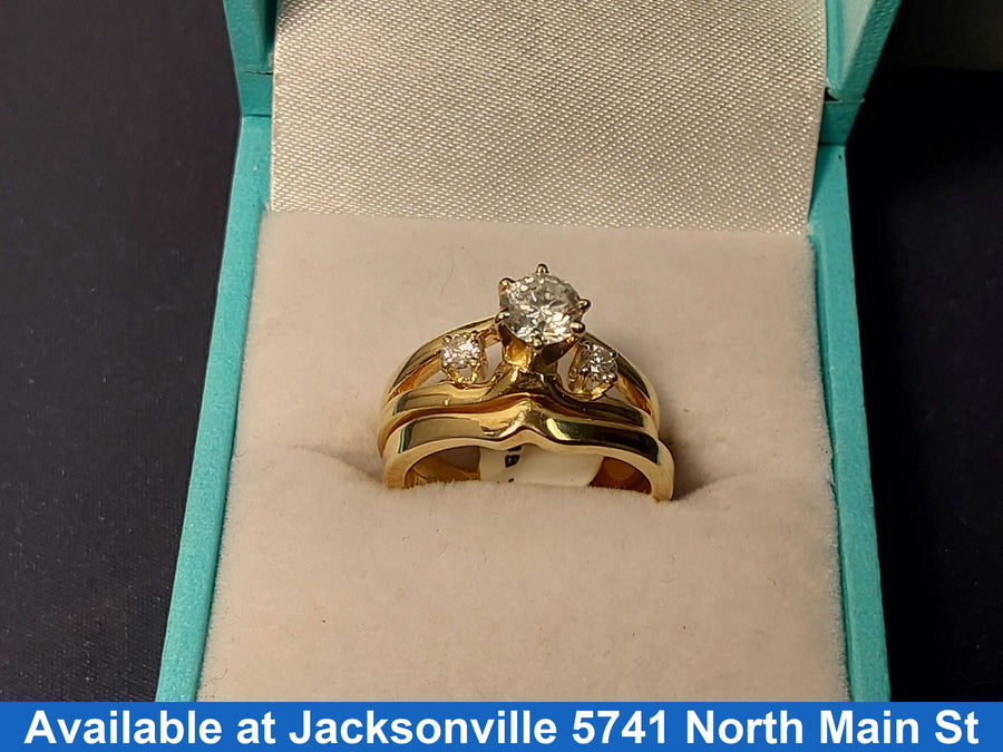 Ring - Wedding Set - Yellow Gold 14k (.585) 6.1 grams Size 8.5