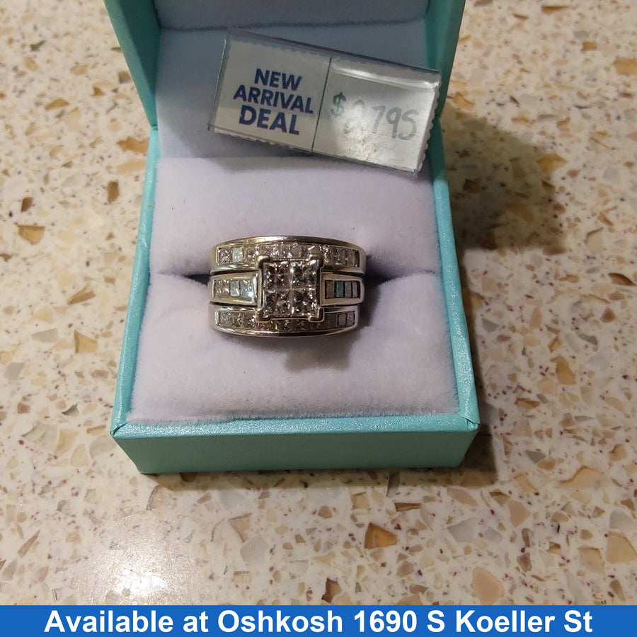 Ring - Wedding Set - White Gold 14k (.585) 12.9 grams Size 7