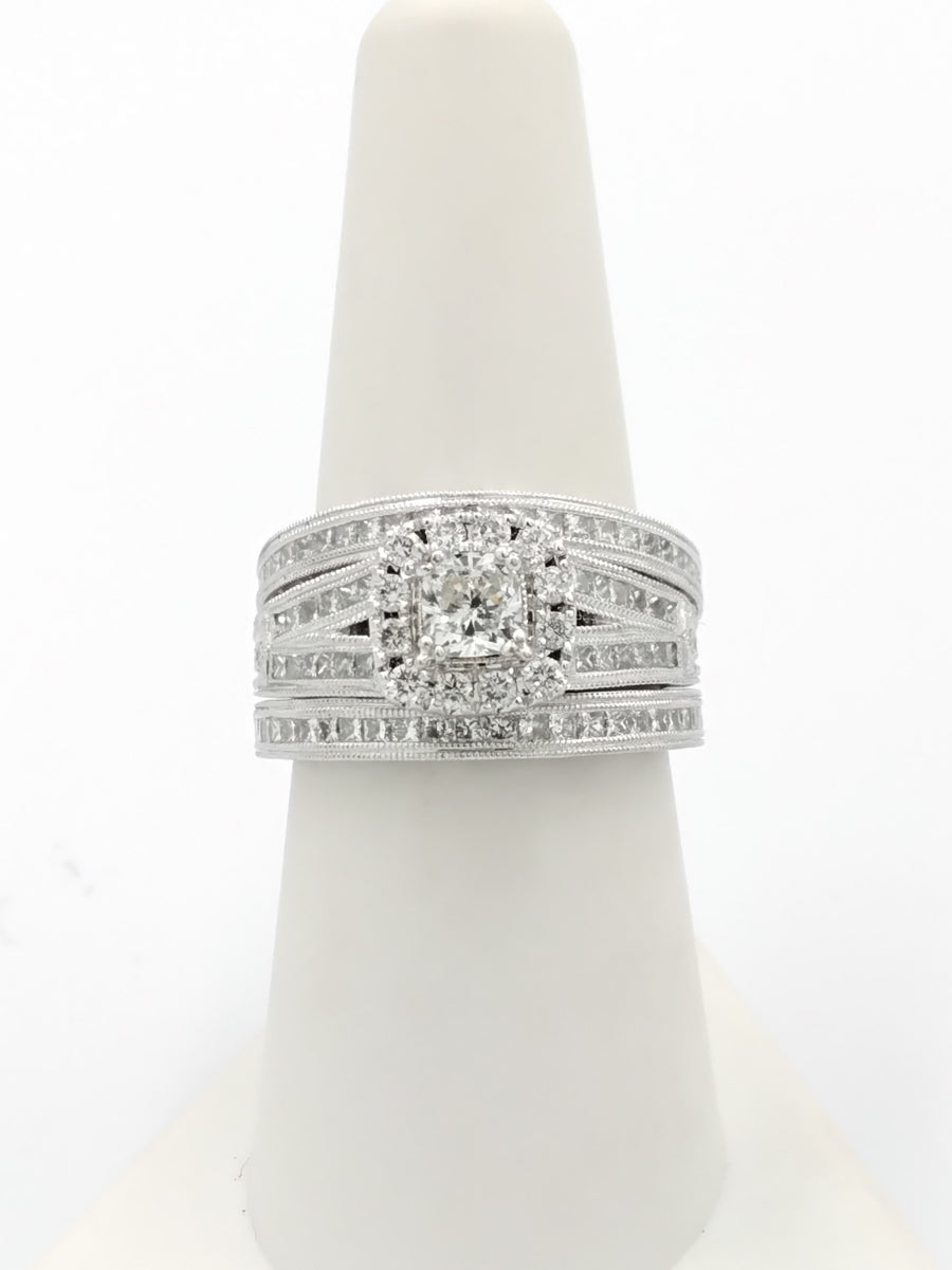 Ring - Wedding Set - White Gold 14k (.585) 11.9 grams Size 8