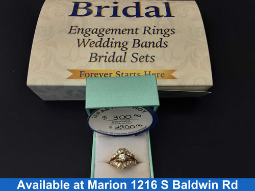 Ring - Wedding Set - Yellow Gold 14k (.585) 6.8 grams Size 6.5