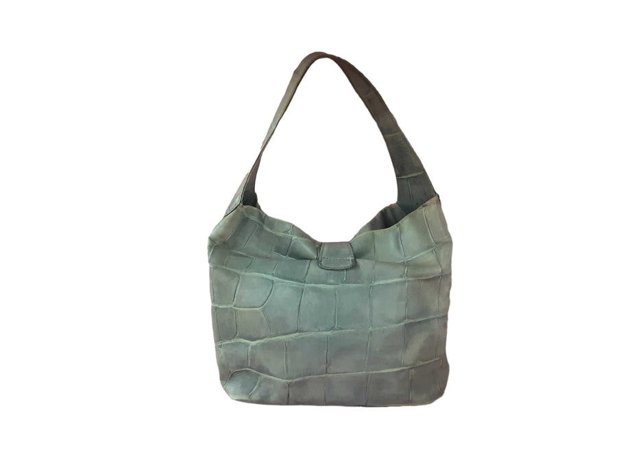 Dooney & Bourke Croc Embossed Hobo Tote Green Purse / Handbag