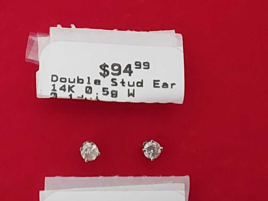 Double Stud Earring - White Gold 14k (.585) 0.5 grams