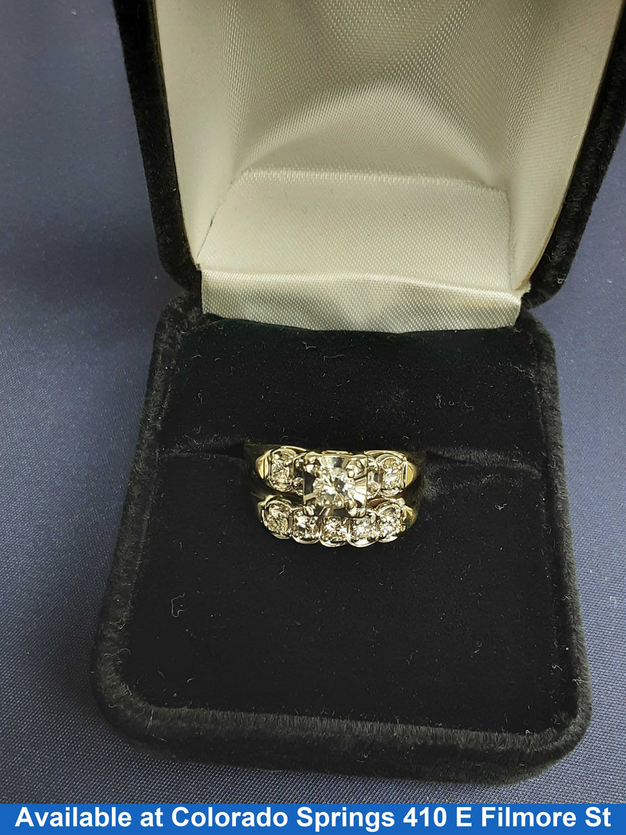 Ring - Wedding Set - Yellow Gold 14k (.585) 4.5 grams Size 8.5