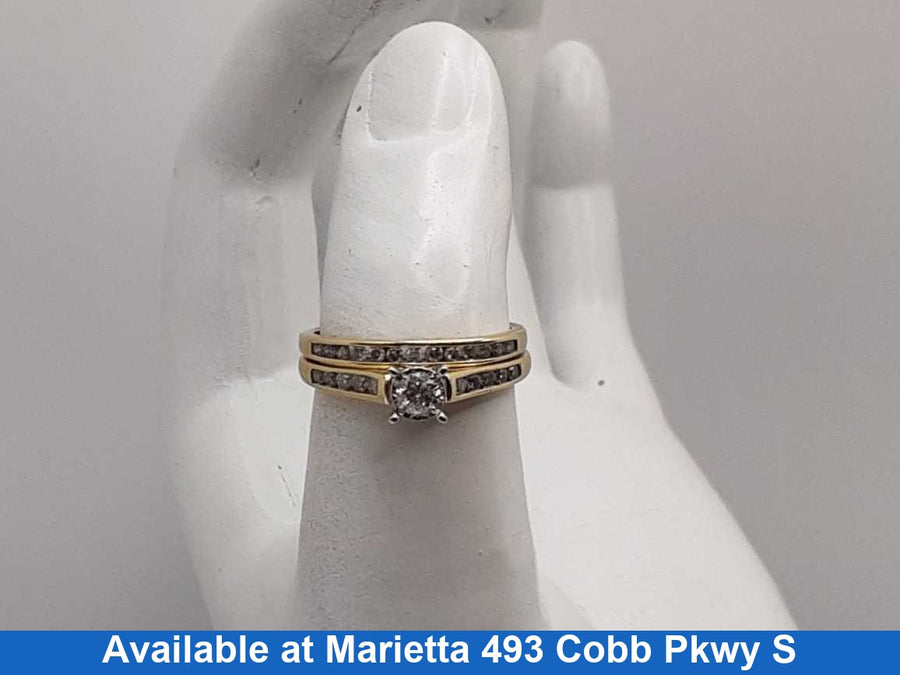Ring - Engagement Set - Yellow Gold 10k (.417) 2.7 grams Size 6.5