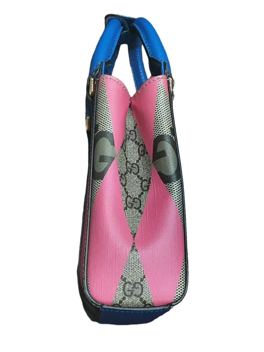 Gucci Gg Supreme Monogram Rhombus Web Mini Tote Pink Purse / Handbag