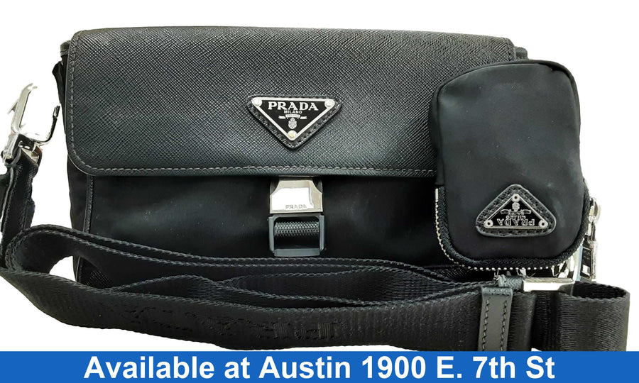 Prada Re-nylon Saffiano Leather Bag Black Purse / Handbag