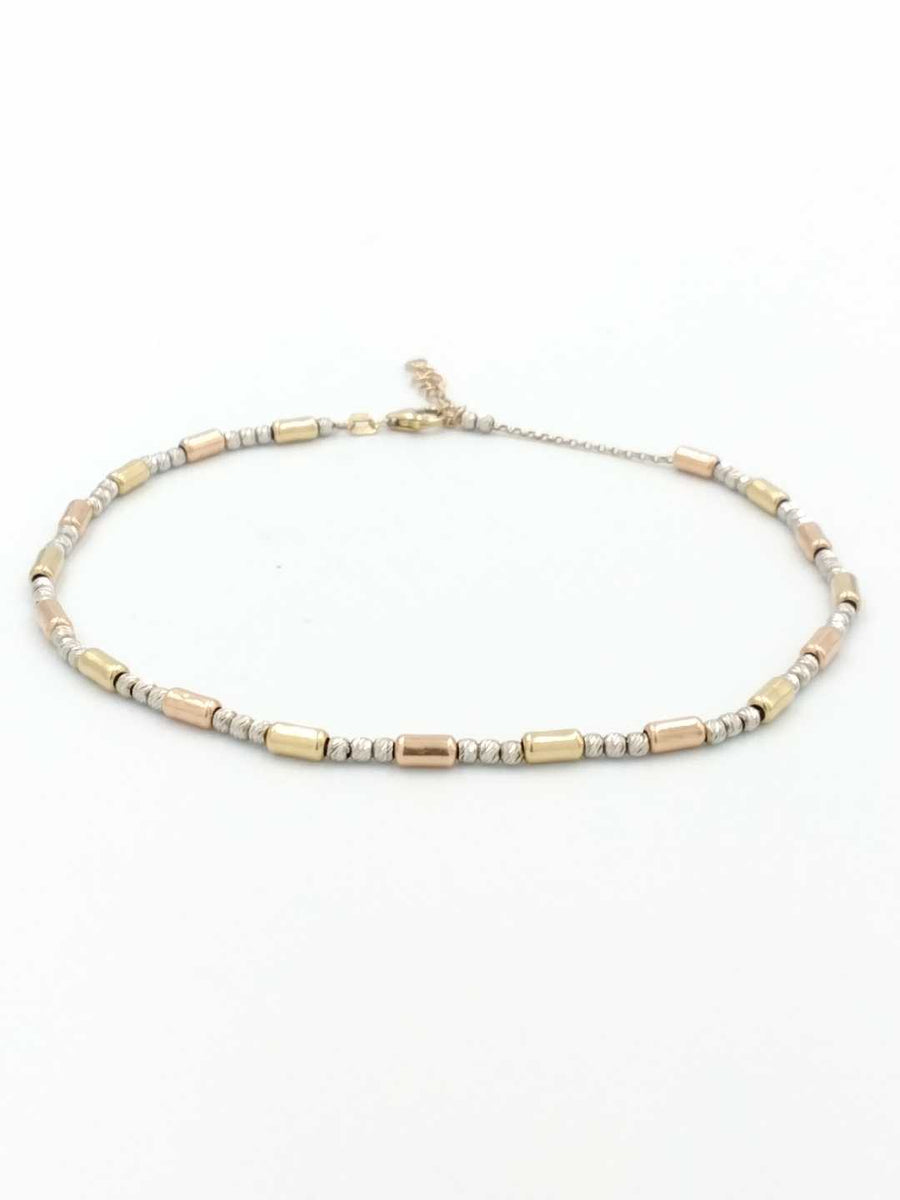 Bead Bracelet - Tricolor Gold 10k (.417) 4.9 grams 10 inch