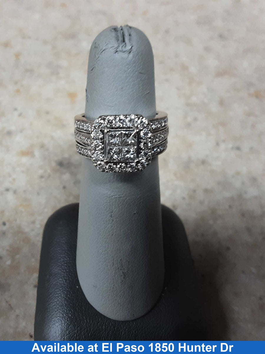 Ring - Wedding Set - White Gold 14k (.585) 7.7 grams Size 9