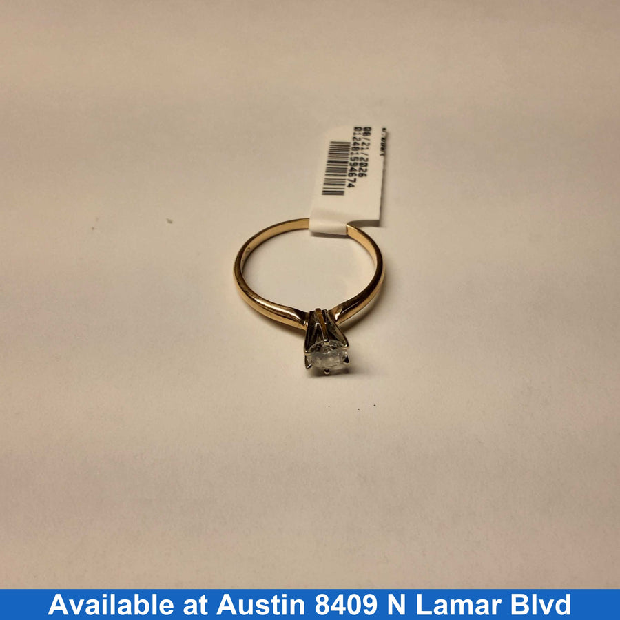 Women's Ring - Solitaire - Yellow Gold 14k (.585) 2 grams Size 7.5