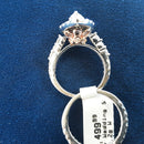 Ring - Wedding Set - White Gold 14k (.585) 7.2 grams Size 6