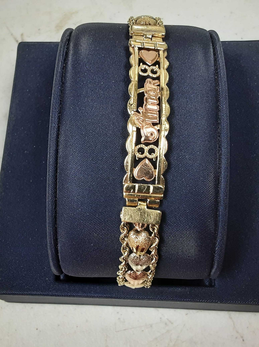 ID Bracelet - Tricolor Gold 14k (.585) 14.2 grams 7 inch