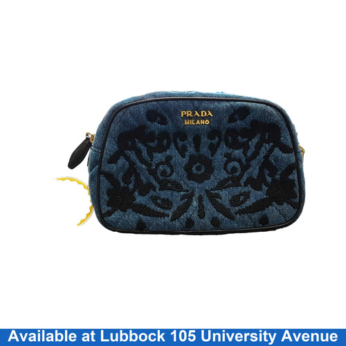 Prada Denim Corsaire Wrist Pouch Blue Purse / Handbag