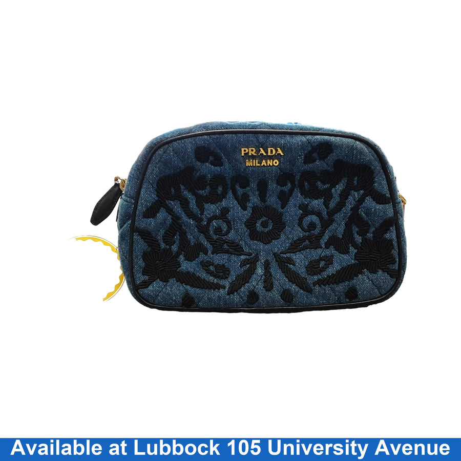 Prada Denim Corsaire Wrist Pouch Blue Purse / Handbag
