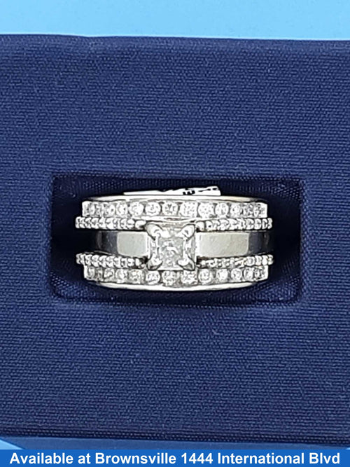 Ring - Engagement Set - White Gold 14k (.585) 9 grams Size 6