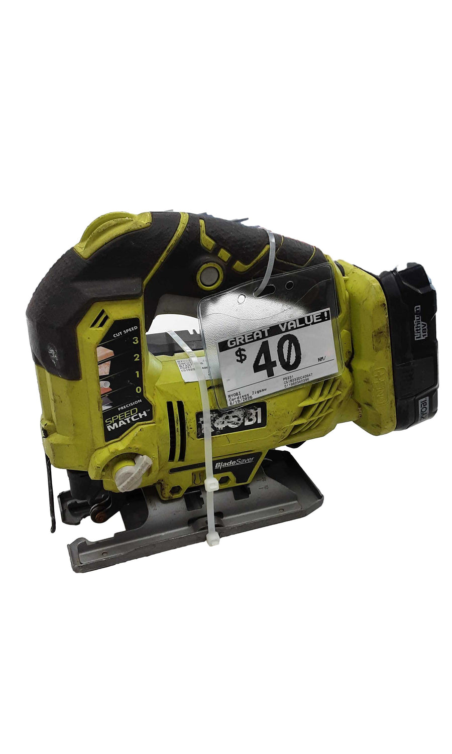 Ryobi P5231 Green Cordless Jig Saw