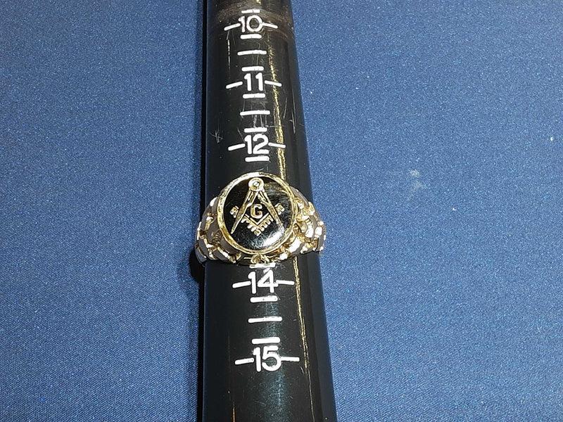 Men's Masonic Nugget Ring Yellow Gold 10k (.417) 8.1 Grams Size 13