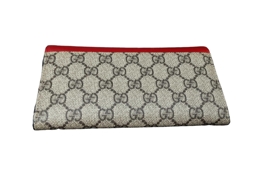 Gucci Supreme Peony Pearl Clutch Red Wallet