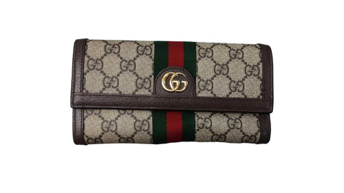 Gucci Ophilia Gg Supreme Long Wallet Brown Wallet