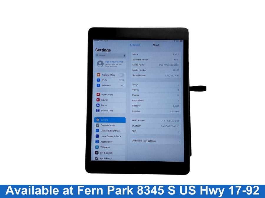 Apple A2602__ipad 9th Gen Silver Tablet