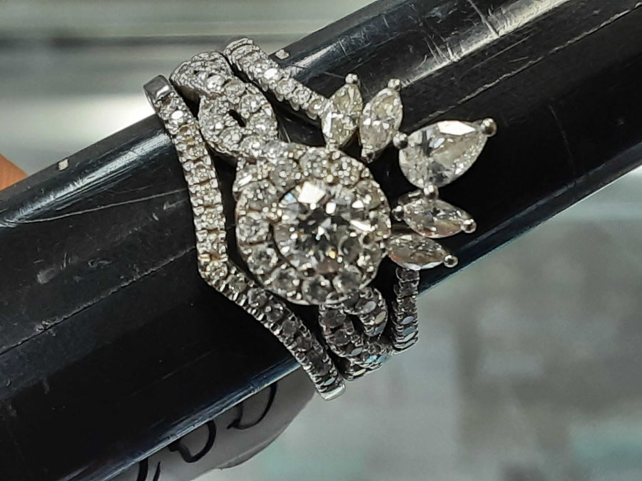 Ring - Engagement Set - White Gold 14k (.585) 7.3 grams Size 20