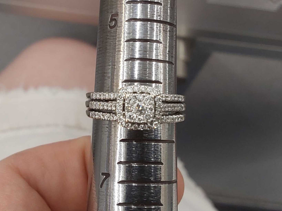 Ring - Engagement Set - White Gold 10k (.417) 4.6 Grams Size 6