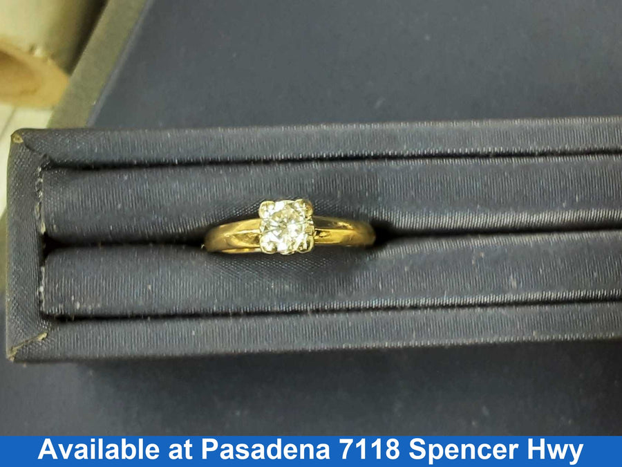 Women's Ring - Solitaire - Yellow Gold 14k (.585) 2.8 grams Size 20