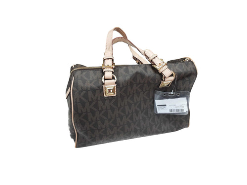 Michael Kors Laila Medium Leather Satchel Brown Purse / Handbag