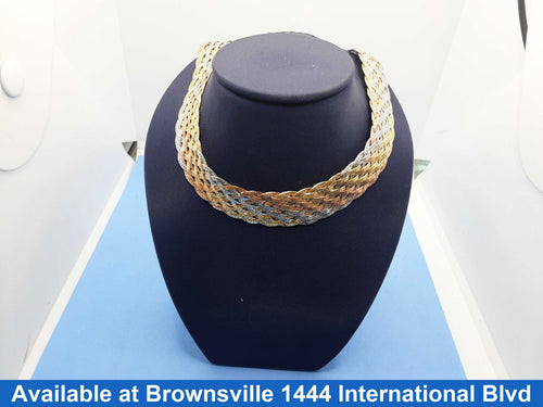Herringbone Chain - Tricolor Gold 14k (.585) 40.1 grams 18 inch