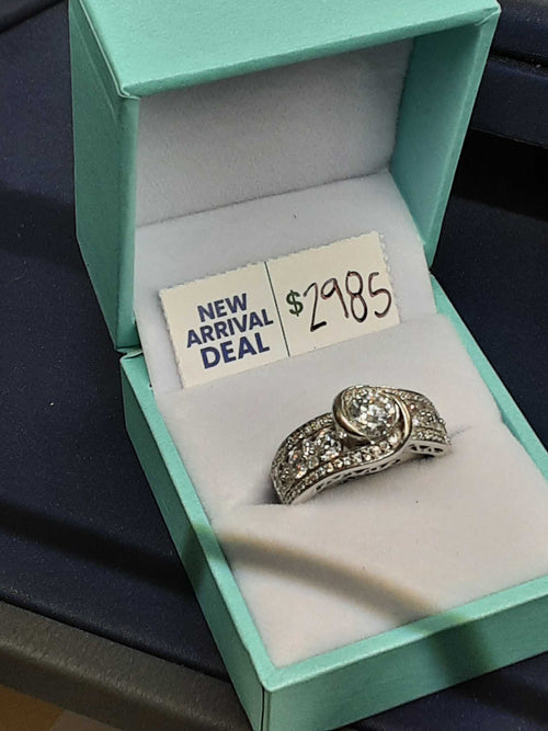 Ring - Wedding Set - White Gold 14k (.585) 7.3 grams Size 20
