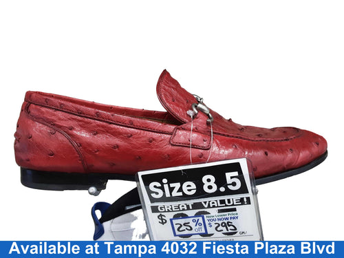 Gucci Ostrich Leather Loafers Red