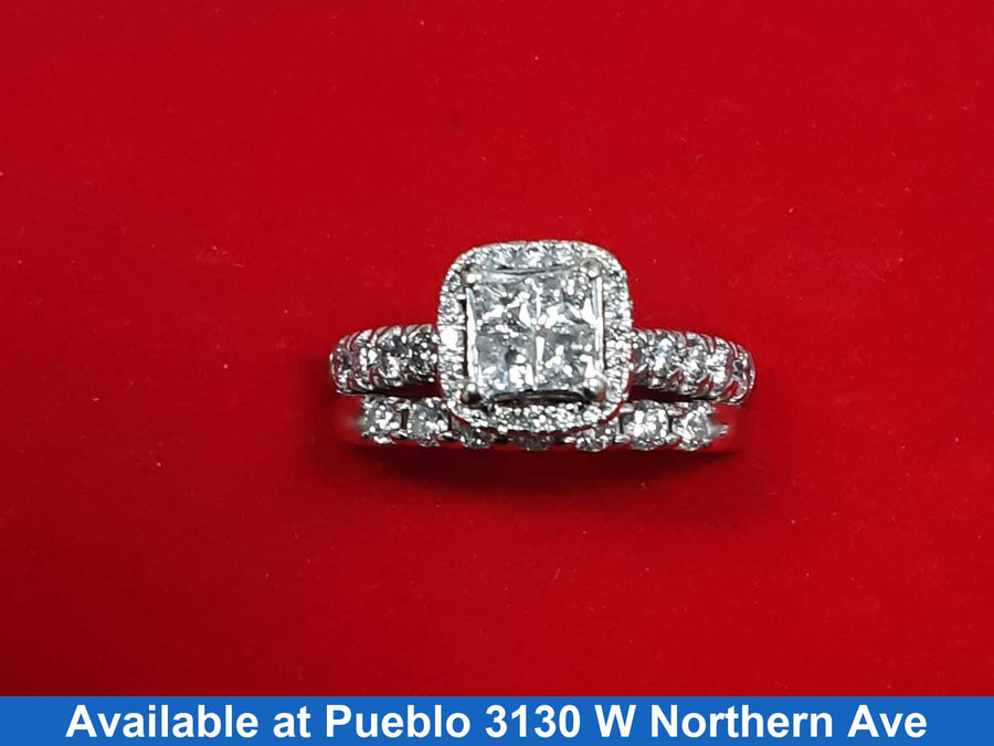 Ring - Wedding Set - White Gold 14k (.585) 7.3 grams Size 8.5