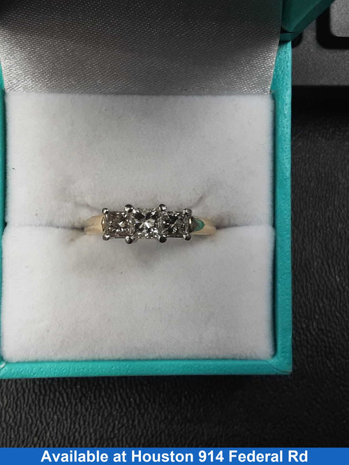 Ring - Engagement Set - Yellow Gold 14k (.585) 4.4 grams Size 7.5