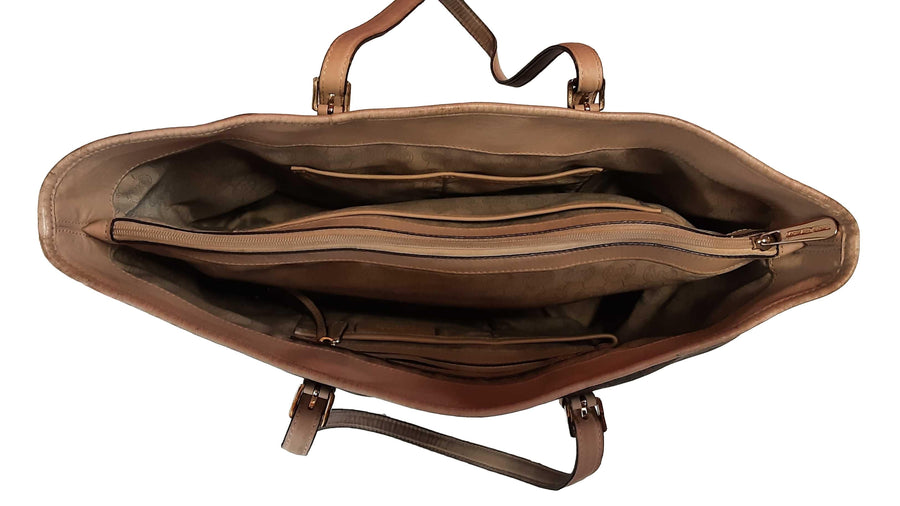 Michael Kors Jet Set Signature Logo Weekender Bag Brown Purse / Handbag